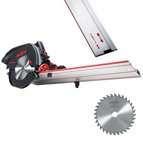 Mafell Kappschienen-Säge KSS60cc 230V 1800W - Leistungsstarke Handkreissäge mit 1.800 W für präzise Schnitte bis 61 mm Tiefe. Ideal für anspruchsvolle Holzarbeiten und Winkelschnitte bis 60°. Kompakt und robust für den professionellen Einsatz.