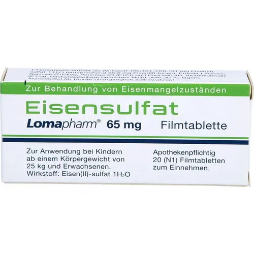 EISENSULFAT Lomapharm 65 mg überzogene Tab. 20 St.