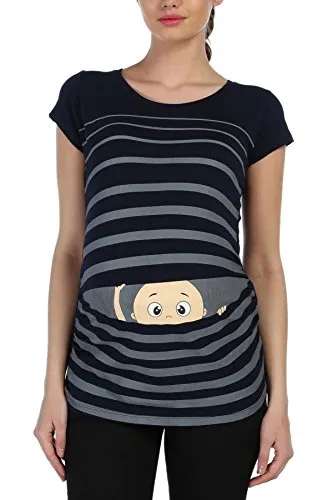 Witzige süße Umstandsmode T-Shirt mit Motiv Schwangerschaft Geschenk - Kurzarm (Schwarz, Large)