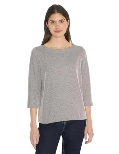 Cecil TOS Vertikal Gestreiftes T-Shirt Macchiato Braun XL - Stylisches Damenshirt mit U-Boot-Ausschnitt und 3/4-Ärmeln, ideal für lässige Outfits und einen modischen Look.
