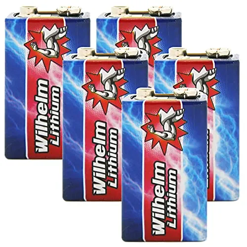 Wilhelm Lithium 9V Block Batterie Rauchmelder 6LR61 9 Volt Batterien 5 x