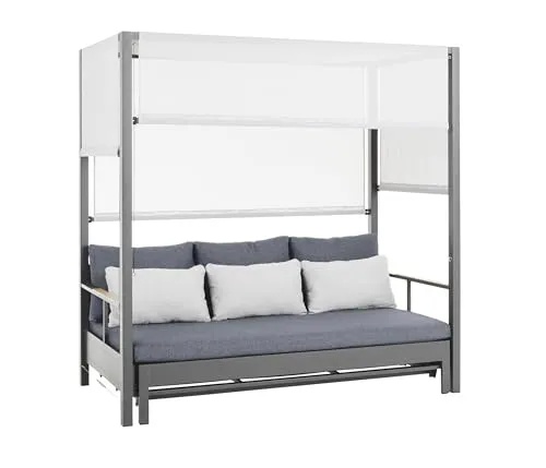 Dehner Gartenmöbel Daybed Hollywood, 3-Sitzer - Gartenmöbel - Modernes Daybed mit robustem Alu- und Stahlgestell, komfortablen Polyesterpolstern und verstellbarem Schiebedach für entspannte Stunden im Freien.