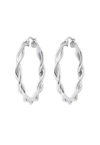 Elli Paar Creolen im Twisted Look aus 925 Sterling Silber - Moderne Creolen aus feinstem 925er Sterlingsilber, ideal für schicke und coole Kombinationen – der perfekte Ohrschmuck für jeden Tag.