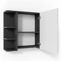 Vicco Badezimmerspiegelschrank Fynn, Anthrazit/Weiß, 80 x 64 cm - Spiegelschränke mit 8 Fächern und Spiegeltüren, ideal für effiziente Organisation im Badezimmer und stilvolle Akzente.