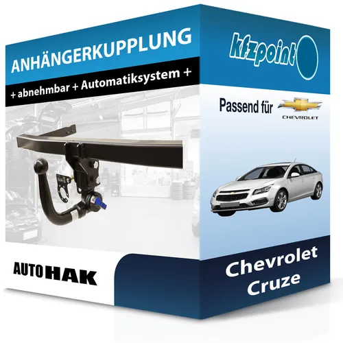 Abnehmbare Anhängerkupplung für Chevrolet Cruze 2012-jetzt - Auto Hak - Anhängerkupplung von Auto Hak, abnehmbar und ohne Eintragung in Fahrzeugpapiere. Ideal für Chevrolet Cruze (04.2012-heute) mit einer Anhängelast von 1800 kg.