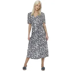 ONLY Sommerkleid ONLHALIA S/S MIDI DRESS WVN NOOS, Night Sky AOP:CAROLINE FLOWER - Gemusterte Kleider, modisches Midi-Kleid aus 100% Viskose, kühlend und pflegeleicht – perfekt für warme Sommertage!