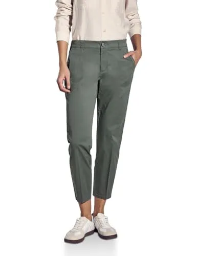 STREET ONE Damen A378680 Softe Twill Chino in Muse Green - Damen-Hosen mit Casual Fit, elastischem Bund und Slim Legs für optimalen Tragekomfort und lässigen Look.