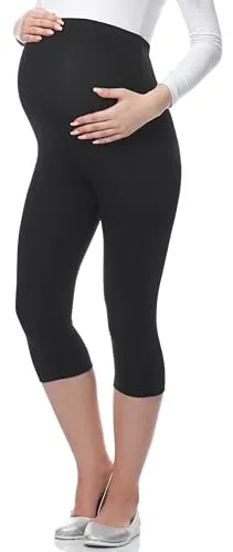 Be Mammy 3/4 Umstandsleggings aus Viskose BE-03 (Schwarz, XXL)