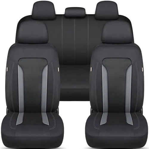 BREMER SITZBEZÜGE Autositzbezug für Hyundai i30 PD (ab 2017) - 2-teiliges Komplettset für Vorder- und Rücksitze, in stilvollem Schwarz/Grau. Atmungsaktiv und pflegeleicht, passend für Fahrzeuge mit und ohne Sitzheizung.