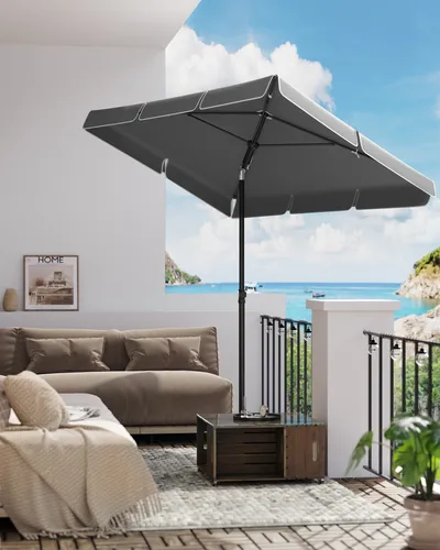 SONGMICS Sonnenschirm 200 x 125 cm - UPF 50+ Sonnenschutz - Sonnenschirme für Garten und Terrasse, höhenverstellbar und beidseitig knickbar für optimalen Sonnenschutz. Mit Aufbewahrungstasche, ideal für Balkon und entspannte Stunden im Freien.