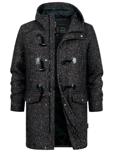 Indicode Herren Liam Dufflecoat | Eleganter Wintermantel für Männer in Sky Captain, Größe L - Der zeitlose Dufflecoat von Indicode überzeugt mit traditionellem Knebelverschluss und Kapuze. Ideal für kalte Wintertage, bietet er sowohl Wärme als auch Stil. Praktische Taschen sorgen für zusätzlichen Komfort.