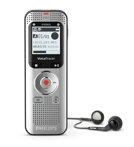 Philips Diktiergerät VoiceTracer DVT2050 - digitales Handdiktiergerät mit 8 GB Speicher, Aufnahmezeit bis 2370 Stunden und hochwertiger Stereoklangqualität