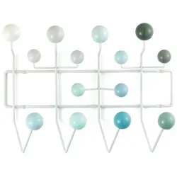 Vitra Wandgarderobe Hang it all Holzkugeln weiß/blau, Designer Charles & Ray Eames, 37x50x17 cm