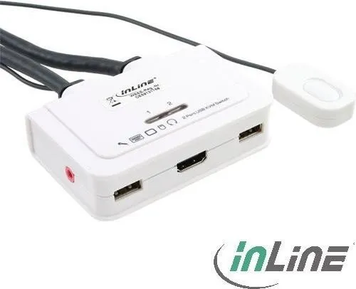 InLine Cable KVM Switch - 2 x KVM/Audio/USB für Desktop - Heimkino, TV & Video Zubehör mit 2 x KVM/Audio/USB für einfache Steuerung von mehreren Geräten mit nur einem Benutzer.