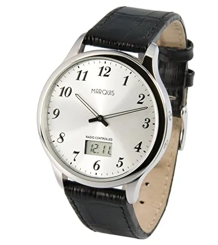MARQUIS Herren Funkuhr - Elegante Armbanduhr mit Edelstahlgehäuse - Armbanduhren für Herren mit präziser DCF 77 Funktechnologie, kratzfestem Mineralglas und hochwertigem JUNGHANS-Quartzwerk für zuverlässige Zeitmessung.