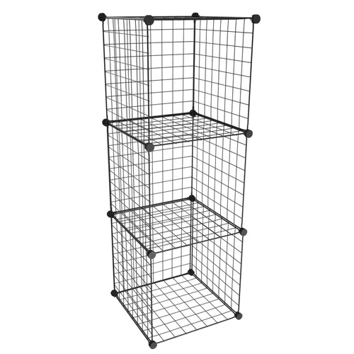 Drahtwürfel Regalsystem 3 Fächer Modulregal Würfelregal Schwarz 109x38,5x38,5 cm