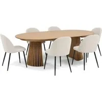 ebuy24 Essgruppe Tokyo - 7-teiliges Set mit Esstisch und 6 beigen Stühlen - Essgruppen für elegantes Wohnen, das Tokyo Set vereint klassische Eleganz mit modernem Komfort und sorgt für einen einladenden Essbereich.