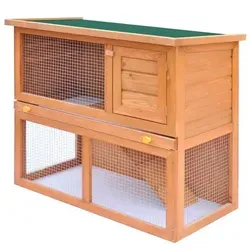 Kaninchenstall Kleintierhaus Hasenstall - 90 x 45 x 80 cm, wetterfestes Holz mit sicherem Drahtgitter und einfacher Reinigung