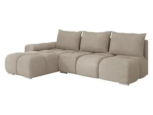 Mirjan24 Ecksofa Bukirt mit Bettkasten, 3 Sitzer L-Form Sofa mit Schlaffunktion, Eckcouch für Wohnzimmer, Couch mit Bettfunktion (Velo 623, Seite: Links)