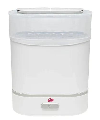 NIP Sterilisator Babyflaschen: Schnelle Dampfsterilisation für bis zu 6 Flaschen - Vaporisatoren für Babyflaschen, sicher und chemiefrei in nur 9 Minuten, mit praktischer Abschaltautomatik und spülmaschinentauglichen Teilen.