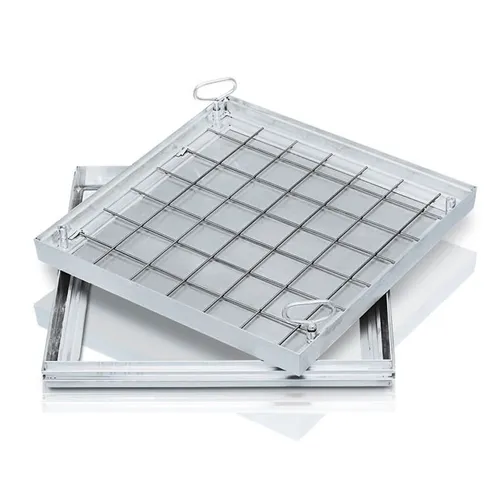 ZARGES Schachtabdeckung Aluminium 450 x 450 mm - Einzelteile für Schacht- & Steigleitern: Begeh- und befahrbare Aluminium-Schachtabdeckung, belastbar bis 12,5 t, leicht zu öffnen und mit EPDM-Dichtung für höchste Dichtigkeit.