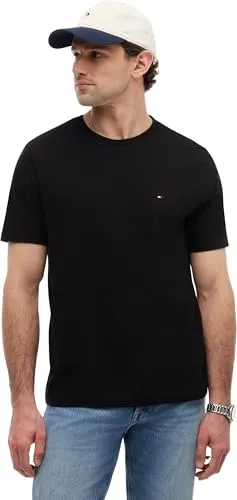 Tommy Hilfiger Herren T-Shirt Essential Kurzarm Schwarz - T-Shirts für Herren, aus 100% regenerativer Baumwolle, angenehm zu tragen und ideal für deinen lässigen Freizeit-Look.