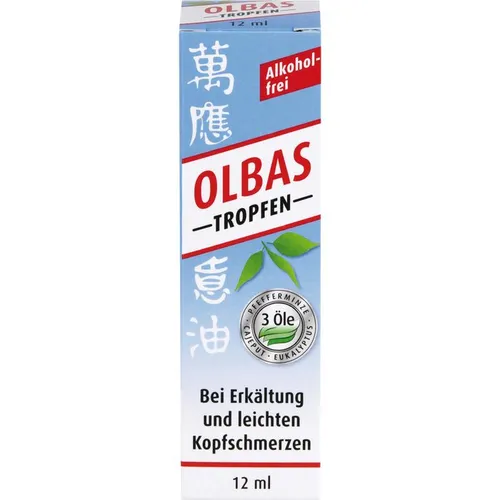 Olbas Tropfen - Arzneimittel zur Linderung von Erkältungssymptomen, ideal zum Inhalieren und für die Einnahme bei Husten und Schnupfen. Wirkt auch bei Muskelschmerzen und Magen-Darm-Beschwerden.