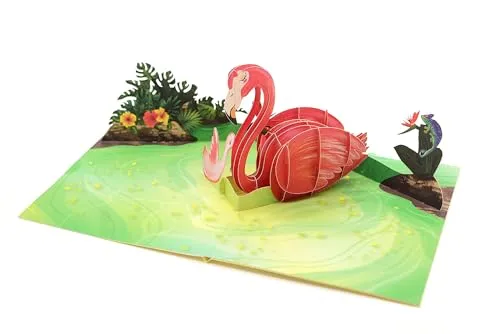 Flamingo 3D-Pop-Up-Karte, "Thinking of You" Karte, handgefertigte Grußkarte, Geschenk für Mutter, Freundin, Oma, Dankeskarte, Geburtstagskarte, Muttertagskarten