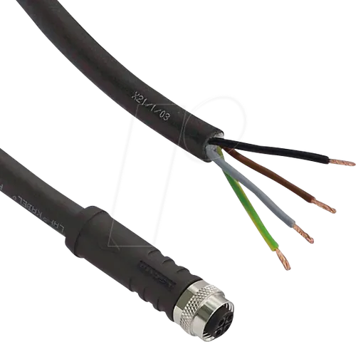 L2W 200100-16 Sensor Kabel, 10 m mit M12 Buchse - Industrie- und Maschinenleuchten: Konfektionierbares Sensor Kabel für 230V AC, ideal für den Anschluss von LED2WORK Leuchten, bietet hohe Flexibilität durch vier offene Kabelenden.