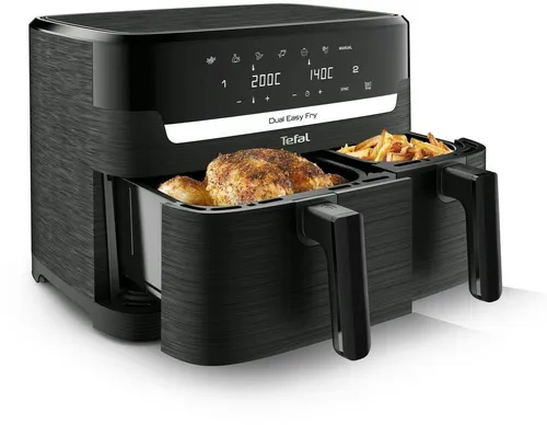 Tefal EY901N Dual Easy Fry Essential - 8,3-Liter Heißluftfritteuse mit Doppelkammer, schnelles Zubereiten von 2 Gerichten in weniger als 15 Minuten