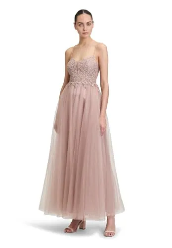 Vera Mont Abendkleid mit Stickerei - Elegantes rückenfreies Abendkleid in Fawn, tailliert und mit filigraner Stickerei. Ideal für festliche Anlässe, bietet es perfekten Sitz durch verstellbare Träger.