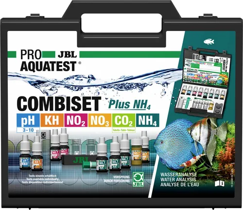 JBL PROAQUA COMBISET TEST Plus NH4 NH3 - Wassertest Koffer für Koi Teich und Aquarium, präzise Messung von Ammonium und Ammoniak für gesundes Wasser im Süßwasserbereich.