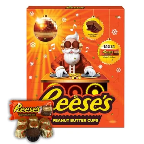 Reeses Peanut Butter Adventskalender mit Erdnussbuttertörtchen 242g - Sonstige Süßigkeiten – Tägliche Überraschungen mit köstlichen Erdnussbutter-Schokoladenleckereien, ideal für die Vorweihnachtszeit und perfekt für alle Reese's Fans!