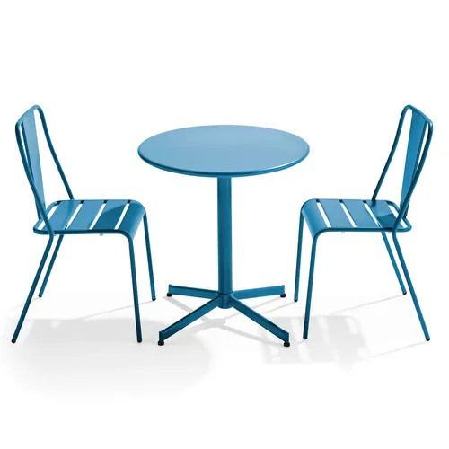 set runder Gartentisch und 2 Bistro-Gartenstühle aus Metall Pacific - Oviala Palavas