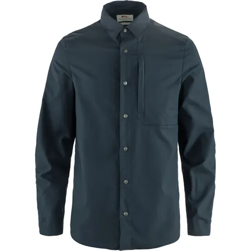 Fjällräven Herren Keb Trekking Hemd Dark Navy, L - Leichtes, strapazierfähiges Trekkinghemd aus 100% recyceltem Polyester. Ideal für Outdoor-Aktivitäten mit praktischen Details wie einer Reißverschlusstasche und Ärmeleinsätzen. Nachhaltig produziert ohne PFAS.