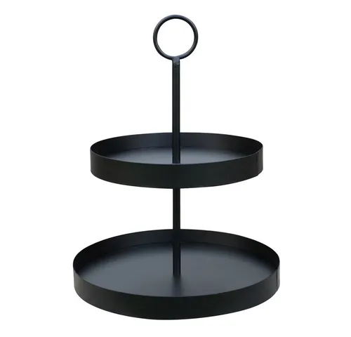 Grafelstein Etagere LENJA schwarz - 2-stöckige Dekoetagere aus Metall - Moderne 2-stöckige Etagere "Lenja" aus mattem schwarzen Metall, ideal für stilvolle Präsentationen. Maße: ca. 25,5 x 25,5 x 31,5 cm.