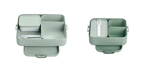Mepal 2-tlg Bento-Lunchboxen Set Klein/Groß, Nordic Sage - Brotdosen Set mit 1500 ml und 900 ml Fächern, BPA-frei und wiederverwendbar – ideal für eine gesunde und praktische Mahlzeitenvorbereitung.