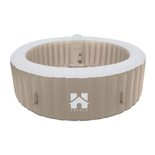 Home Deluxe Outdoor Whirlpool Splash - Beige, ⌀ 208 cm - Für 6 Personen - Badewanne mit Sprudelfunktion für den Außenbereich, einfacher Aufbau und langlebige PVC-Verkleidung mit Aluminiumfolie für optimale Hygiene und Pflegeleichtigkeit.