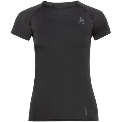Odlo Performance X-Light Eco Crew Neck Damenunterhemd - Schwarz, Größe S - Funktionsunterwäsche aus recycelten Materialien mit Ceramicool-Fasern für optimale Kühlung und Komfort beim Radfahren, Wandern oder im Alltag.