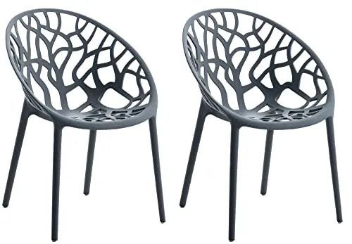 CLP 2er Set Gartenstühle Hope Kunststoff I Stapelstühle wetterfest und UV-beständig I Outdoorstühle pflegeleicht I Sessel für draußen, Farbe:anthrazit
