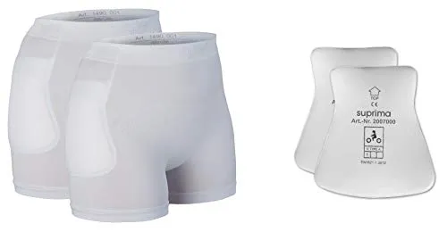 Suprima Hüftprotektor-Set 1 - XXL, 2x Slip + 1 Paar Protektoren - Inkontinenzeinlagen, schützt den Oberschenkelhals vor Sturzverletzungen mit flachen, bequemen Protektoren für hohen Tragekomfort.