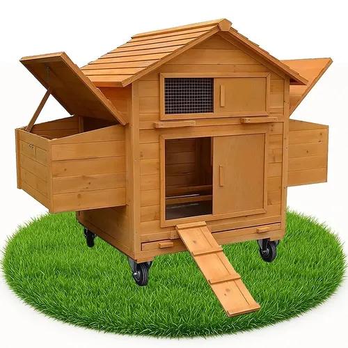 Hühnerstall 6-Ecken XXL - Geflügelhaltung: Geräumiger Hühnerstall aus Holz mit außen zugänglichen Eiablagen und praktischer Treppe, ideal für glückliche Hühner und einfache Pflege.