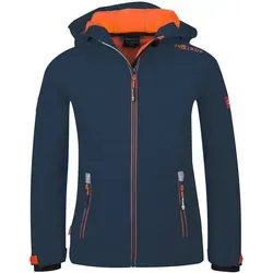 Trollkids Kinder Softshell Jacke Trollfjord - Mystik Blau/Orange, Größe 104 - Funktionsjacke für Kinder, winddicht und wasserabweisend, ideal für aktive Abenteuer im Freien.