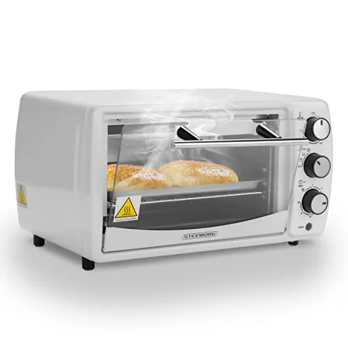 Mini Backofen 13 Liter - 1200 Watt Pizzaofen mit Timer - Kompakter Minibackofen mit 13 Litern, 1200 Watt und stufenlosem Temperaturregler bis 230°C. Ideal zum Backen, Grillen und Toasten – perfekt für kleine Küchen!