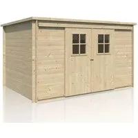 Alpholz Gerätehaus Vera, BxT: 330x240 cm - Geräteschuppen aus nordischer Fichte, mit stabiler Halbglas-Tür und flachem Dach, ideal für die sichere Aufbewahrung von Gartengeräten, Schneelast bis 200 kg/m².