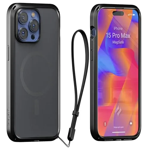 Catalyst Influence Case - MagSafe - Stealth Black für iPhone 15 Pro Max - Handy-Taschen, stoßfestes Design mit Air-Cushioned-Technologie für 15ft (4.5m) Fallschutz und integrierter MagSafe-Kompatibilität für einfaches Laden.