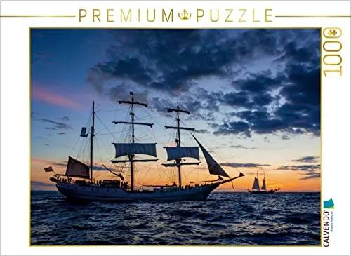 CALVENDO Puzzle EIN Motiv aus dem Kalender Windjammer auf der Ostsee im Abendlicht 1000 Teile Puzzle quer | 1000 Teile Lege-Größe 64 x 48 cm Foto-Puzzle für glückliche Stunden