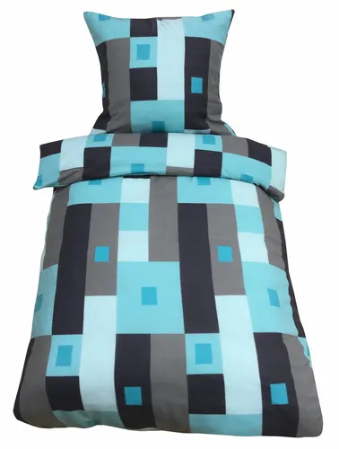 teilig Bettwäsche 200 x 200 cm türkis anthrazit grau Thermofleece Winter Set 3