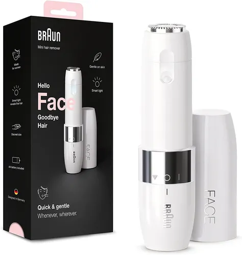 Braun Face Mini-Haarentferner FS1000 - elektrischer Gesichtshaarentferner für Damen, sanfte und präzise Rasur mit Smartlight, ideal für unterwegs