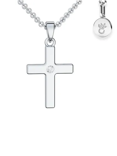 Amoonic Kreuzkette Halskette Mädchen Silber 925 - Kreuzkette aus hochwertigem Sterling Silber 925 mit klassischem Kreuzanhänger, ideal zur Kommunion oder Taufe. Individuell anpassbare Kettenlänge von 38 bis 42 cm, inklusive edler Geschenkverpackung.